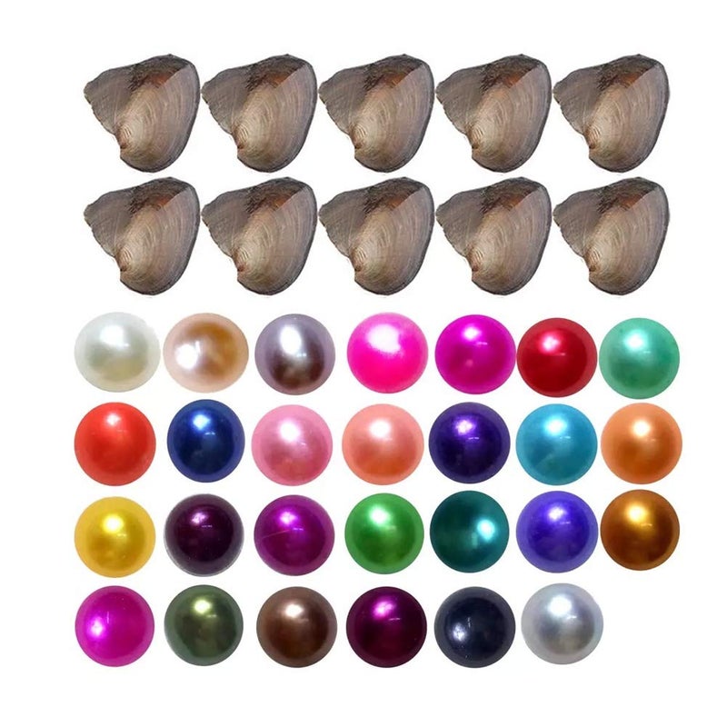JNMM 30PCS Freshwater Pearl Oyster Cultured Love Wish Round Pearls Various Shining Meaningful Color, Oysters with Pearls Inside (6-8mm, 30 Pcs/lot) - Image 1